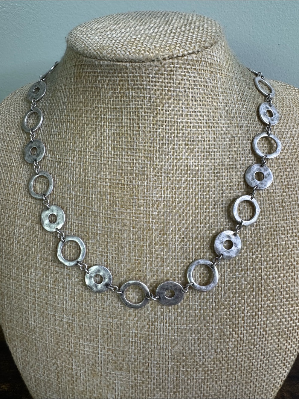 Axcess Liz Claiborne Hammered Silver Circle Link Necklace - Women's Jewelry